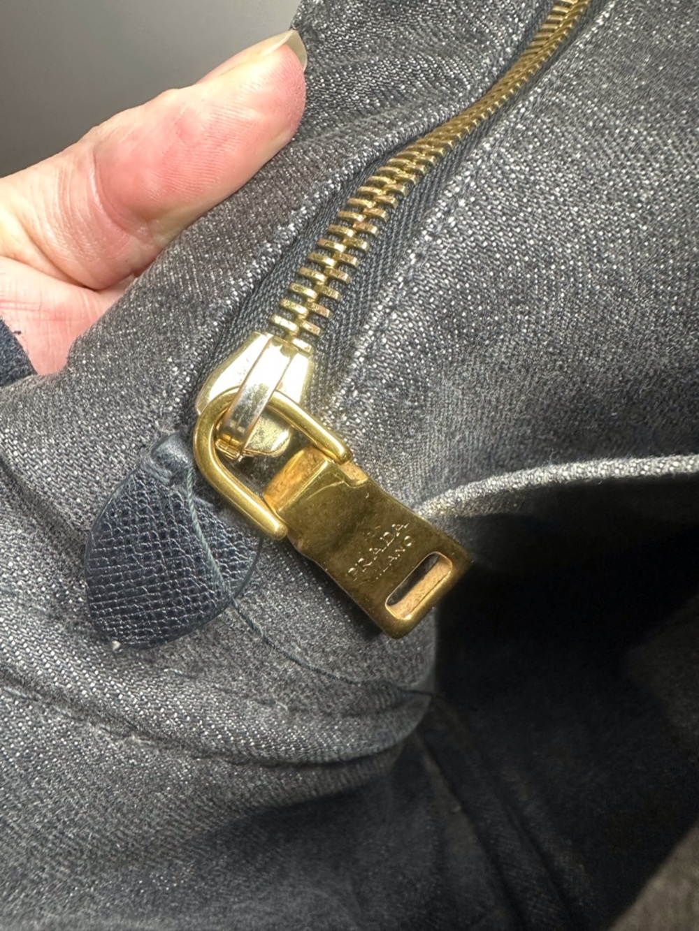 Prada Canapa Washed Black Denim Tote - Picture 5 of 16
